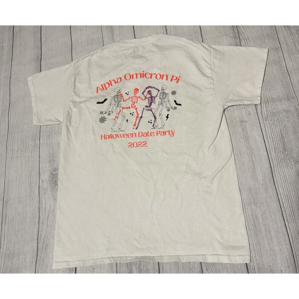Alpha Omicron Pi Sorority Halloween Date Party 2022 Graphic T Shirt Size Large L